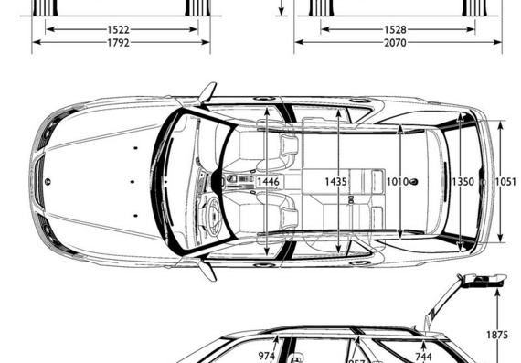 Saab 9-5 Sport Combi (2006) (Saab 9-5 Sport Combi (2006)) - drawings (drawings) of the car